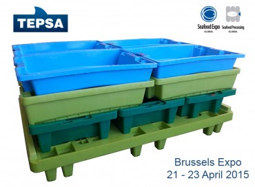 Cajas de plastico para seafood expo