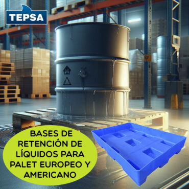 barril sobre palet de madera con liquido que se está derramando al suelo