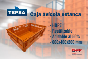 caja de plástico naranja para mataderos de aves